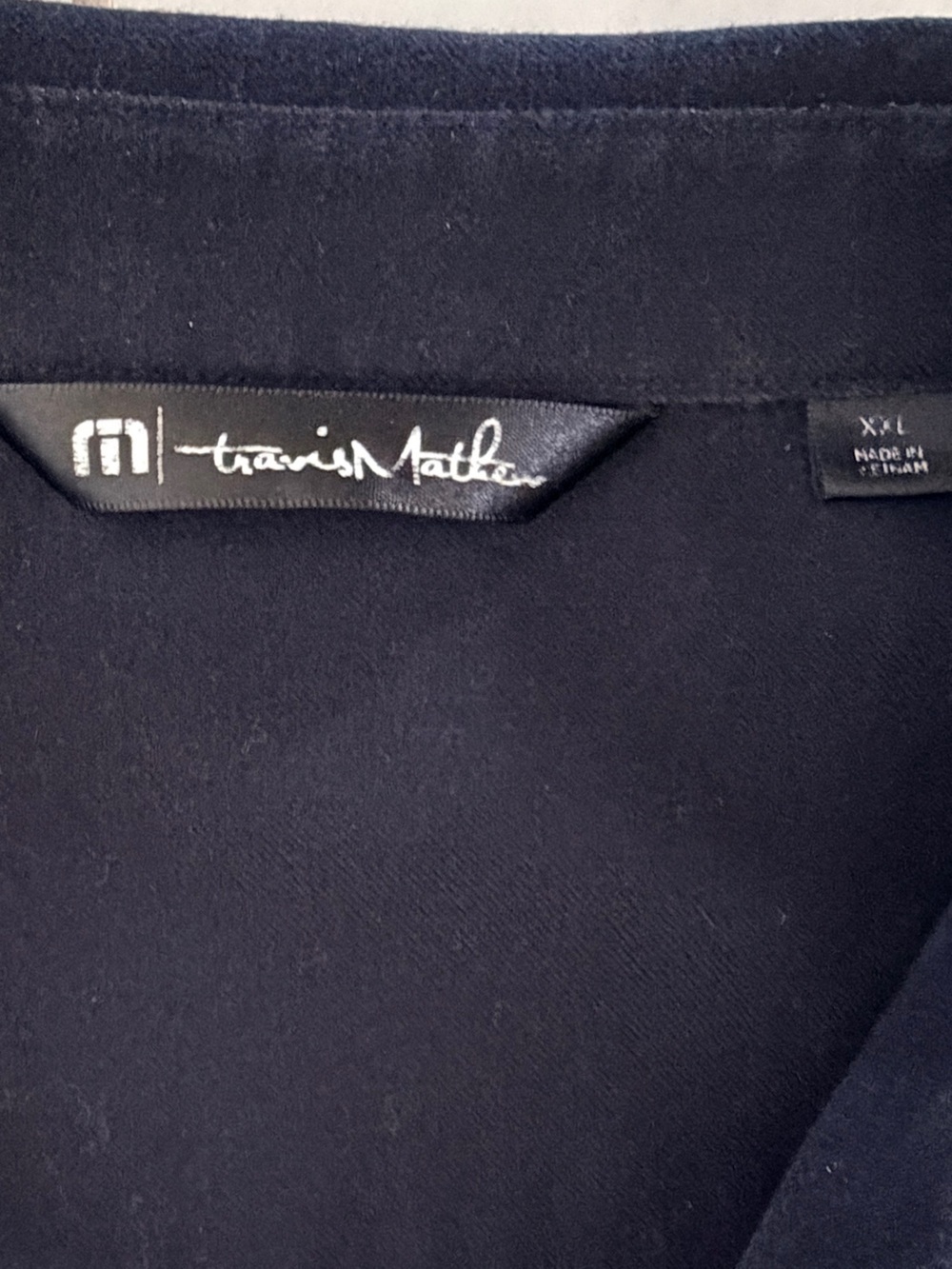 TravisMathew Men’s 2XL Navy Blue Cotton Utility Button Down Shirt - Picture 7 of 9